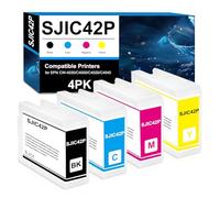 SJIC42P Cartucho de Tinta para Cartuchos de Tinta Epson SJIC42P SJIC42P-BK SJIC42P-C SJIC42P-M SJIC42P-Y Compatible para Epson ColorWorks C4000e C4020 C4040 C4030 C4000(Negro, Amarillo,Cian,Magenta)