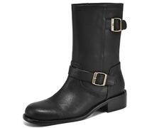 SJJH Botas de combate para mujer con hebillas acento | Botas elegantes para mujer, buenas para el uso diario, tacón de 3 cm, negro (schwarz 1), 40 EU