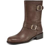SJJH Botas de combate para mujer con hebillas acento | Botas elegantes para mujer, buenas para el uso diario, tacón de 3 cm, Braun 1, 40 EU
