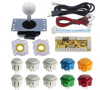 SJJX DIY Arcade Game Button and Joystick Controller Kit for Rapsberry Pi and Windows,5 Pin Joystick and 10 Push Buttons 822a08 Mix White