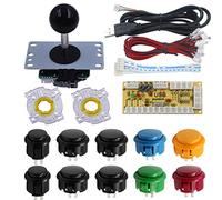 SJJX DIY Arcade Game Button and Joystick Controller Kit for Rapsberry Pi and Windows,5 Pin Joystick and 10 Push Buttons 822a08 Mix Black