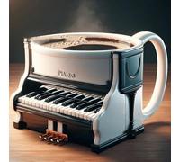 SJKJNK Taza de Café con Instrumentos Musicales, Taza de Café con Instrumentos Musicales de Cerámica, Taza de Instrumentos Musicales Personalizada, Adecuada para Personas Que aman la música C