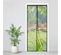 SJLDWTMT Mosquitera Puerta Magnetica 140x165cm, Cortina Mosquitera con Imanes Potentes, Fácil Instalación, Cierre Automático, Fácil para Niños y Mascotas, para Puerta de Sala/Balcón/Patio, Negro