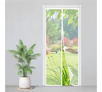 SJLDWTMT Mosquitera Puerta Magnetica 75x205cm, Cortina Mosquitera con Imanes Potentes, Fácil Instalación, Cierre Automático, Fácil para Niños y Mascotas, para Puerta de Sala/Balcón/Patio, Blanco
