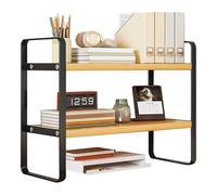 SJMDMZD Estantería Organizadora Escritorio de 2 Niveles, Estantería de Escritorio de Madera, Estantería Multiusos para Almacenamiento en Casa, Oficina, Escuela C 50x20cm
