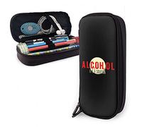 SJOAOAA Alcohol is a Solution - Estuche de piel para lápices, gran capacidad, organizador de artículos de papelería con cremallera, ver imagen, Talla única, Organizador de bolsas