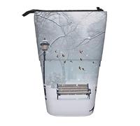 SJOAOAA Birds in The Park - Estuche para lápices de pie, bonito estuche para bolígrafos, bolsa telescópica de papelería, bolsa de cosméticos de maquillaje para mujeres oficina, Black, Talla única,