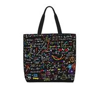 SJOAOAA Bolsa de compras unisex con estampado de fórmula matemática, reutilizable, para oficina, viajes, color negro, talla única, bolsa de comestibles