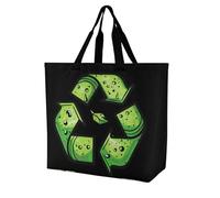 SJOAOAA Bolsa de compras unisex con logotipo de reciclaje, símbolo de reciclaje, Día de la Tierra, reutilizable, ligera, para el hombro, bolsas de comestibles