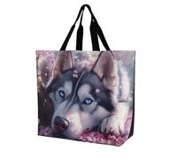 SJOAOAA Bolsa de la compra unisex con diseño de perro Husky de gran capacidad, lavable, bolsa de comestibles
