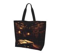 SJOAOAA Bolsa de la compra unisex con estampado de llama índigo, gran almacenamiento, bolsa de hombro para comestibles, Habitación de libros misteriosa, Talla única