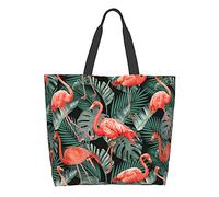 SJOAOAA Bolsa de la compra unisex de lona reutilizable de gran capacidad + sombrero de cubo en ambos lados, bolso de mano casual para el hombro, rosa (flamingo), Talla única