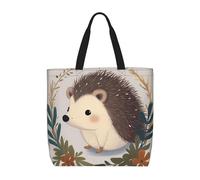 SJOAOAA Bolsa de la compra unisex grande reutilizable lindo erizo pequeño con cremallera, negro, tamaño único, bolsa de comestibles