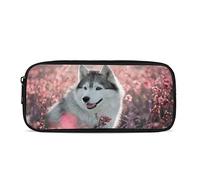 SJOAOAA Border Collie - Estuche para lápices con diseño de perro para niños, diseño de cachorro de dibujos animados y estrellas, bolsa de almacenamiento duradera para niñas, Husky, Talla única,