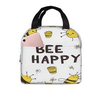 SJOAOAA Cute Bee Happy Quote - Lonchera térmica reutilizable a prueba de fugas