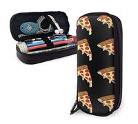 SJOAOAA Estuche de cuero con patrón de pizza, organizador de escritorio de gran capacidad, estuche con cremallera para estudiantes y niñas, ver imagen, Talla única, Organizador de bolsas