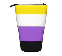 SJOAOAA Estuche de lápices de pie con bandera del orgullo no binario, bonito estuche para lápices de gran capacidad, estuche portátil para mujeres y hombres, Black, Talla única, Estuche para lápices