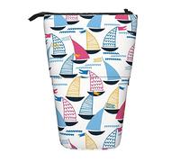 SJOAOAA Estuche de lápices de pie con patrón de velero de dibujos animados, bonito estuche para lápices de gran capacidad, estuche portátil para mujeres y hombres, Black, Talla única, Estuche para