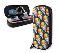 SJOAOAA Estuche de piel para lápices, diseño de cono de nieve, pizza, escuela, papelería, divertido estuche de gran capacidad para bolígrafos de gran capacidad, ver imagen, Talla única, Organizador de