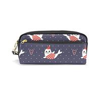 SJOAOAA Estuche de piel sintética con diseño de sello de Navidad con bastón de caramelo y corazón, bolsa de piel sintética, para oficina, escuela, estudiantes, papelería, lápices, organizador de