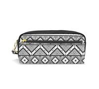 SJOAOAA Estuche de piel sintética con textura de círculos tribales étnicos, color beige, marrón, estuche de almacenamiento para bolígrafos, rotuladores, papelería, para la escuela y la oficina, Multi