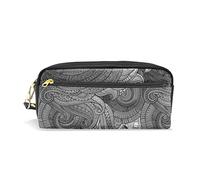 SJOAOAA Estuche de piel sintética con textura de círculos tribales étnicos, color beige, marrón, estuche de almacenamiento para bolígrafos, rotuladores, papelería, para la escuela y la oficina, Multi