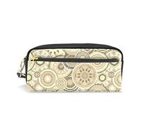 SJOAOAA Estuche de piel sintética con textura de círculos tribales étnicos, color beige, marrón, estuche de almacenamiento para bolígrafos, rotuladores, papelería, para la escuela y la oficina, Multi