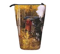 SJOAOAA Estuche para lápices, bonito estuche de pie, estuche retráctil para lápices, bolsa organizadora de papelería de tren de vapor, Black, Talla única, Estuche para lápices de pie