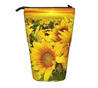 SJOAOAA Estuche para lápices, bonito estuche para lápices de pie, estuche retráctil para lápices, bolsa organizadora de papelería de girasol amarillo dorado, Girasol amarillo dorado, Talla única,