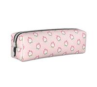 SJOAOAA Estuche para lápices con diseño de conejito de fresa, con cremallera, de cuero, para lápices, organizador de cosméticos, bolsa de almacenamiento, White, Talla única, Estuche de piel
