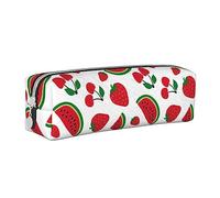 SJOAOAA Estuche para lápices con diseño de sandía y fresa, con cremallera, de cuero, para lápices, organizador de cosméticos, bolsa de almacenamiento, White, Talla única, Estuche de piel
