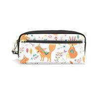 SJOAOAA Estuche para lápices de gran capacidad, diseño de zorro, piel boho, bolsa de maquillaje con compartimento y cremallera, organizador escolar, bolsa de papelería, ver imagen, Talla única,