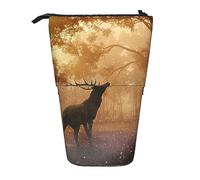 SJOAOAA Estuche para lápices de pie con diseño de ciervo salvaje, bonito estuche para bolígrafos, bolsa telescópica de papelería, bolsa de cosméticos de maquillaje para mujeres oficina, Obra de arte