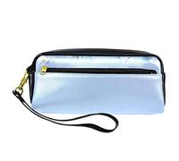 SJOAOAA Estuche para lápices de piel sintética con diseño de flores blancas sobre fondo azul cielo, estuche para lápices de alta capacidad, para escribir en la oficina, ver imagen, Talla única,