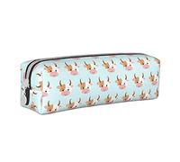 SJOAOAA Estuche para lápices de vaca de fresa rosa con cremallera de cuero para bolígrafos, organizador de cosméticos, bolsa de almacenamiento, White, Talla única, Estuche de piel
