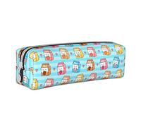 SJOAOAA Estuche para lápices de vaca de fresa rosa con cremallera de cuero para bolígrafos, organizador de cosméticos, bolsa de almacenamiento, White, Talla única, Estuche de piel