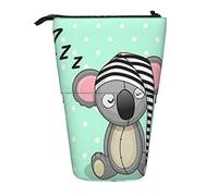 SJOAOAA Golden Retriever - Organizador telescópico grande con cremallera, bonito estuche para lápices para niños., Gorro de koala durmiendo, Talla única, Estuche para lápices de pie