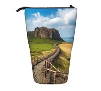 SJOAOAA Jeju Island - Estuche para lápices con estampado de Corea, estuche telescópico para lápices, organizador de papelería, bolsa de maquillaje con cierre de cremallera, Isla de Jeju Corea, Talla
