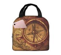 SJOAOAA Law of The Compass Navigation - Bolsa de almuerzo a prueba de fugas, térmica y refrigeradora, bolsa de almuerzo con bolsillo frontal, resistente al agua