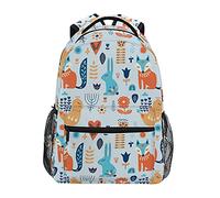 SJOAOAA Mochila ligera con diseño de animales del bosque, zorro, árbol verde, libro universitario, senderismo, camping, mochila de día, mochila escolar, bolsa de viaje, bolsa para laptop, estilo 4147