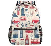 SJOAOAA Mochila ligera para la universidad, mochila de día, mochila escolar, bolsa de viaje, bolsas para laptop, estilo 2376, Patrón de icono de Londres, One Size, Mochilas daypack