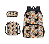 SJOAOAA Mochila para estudiantes con bolsa de almuerzo para escuela, libros, estuche para lápices, juego de mochila escolar 3 en 1, bolsa junior para senderismo, Cats and Colorful Fl, Talla única,