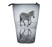 SJOAOAA Organizador telescópico grande con cremallera para fotos de whisky y cigarrillos, bonito estuche para lápices para niños., Running Zebra, Talla única, Estuche para lápices de pie