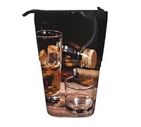 SJOAOAA Organizador telescópico grande con cremallera para fotos de whisky y cigarrillos, bonito estuche para lápices para niños., Foto de whisky y cigarrillo, Talla única, Estuche para lápices de pie
