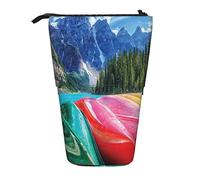 SJOAOAA Organizador telescópico grande con cremallera para fotos de whisky y cigarrillos, bonito estuche para lápices para niños., Barcos de montaña, Talla única, Estuche para lápices de pie