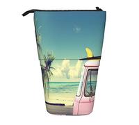 SJOAOAA Organizador telescópico grande con cremallera para fotos de whisky y cigarrillos, bonito estuche para lápices para niños., Beach Pink Car, Talla única, Estuche para lápices de pie