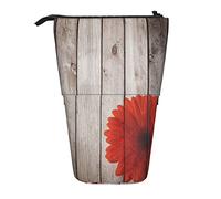 SJOAOAA Organizador telescópico grande de tren de tren de nieve de Navidad con cremallera, bonito estuche para lápices para niños., Tablero de madera Flor Roja, Talla única, Estuche para lápices de