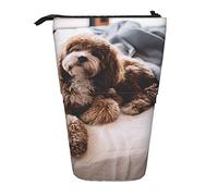 SJOAOAA Romántico organizador telescópico grande de paisaje de arena blanca con cremallera, bonito estuche para lápices para niños., Perro mascota, Talla única, Estuche para lápices de pie
