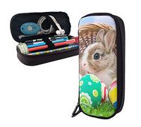 SJOAOAA The Very Strange History of The Easter Bunny - Estuche de piel para lápices, gran capacidad, organizador de artículos de papelería con cremallera, ver imagen, Talla única, Organizador de