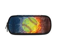 SJOAOAA Wolf - Estuche para lápices para niñas y niños, estuche para niños de primaria primaria, grande, Softbol Water Fire, Talla única, Organizador de bolsas